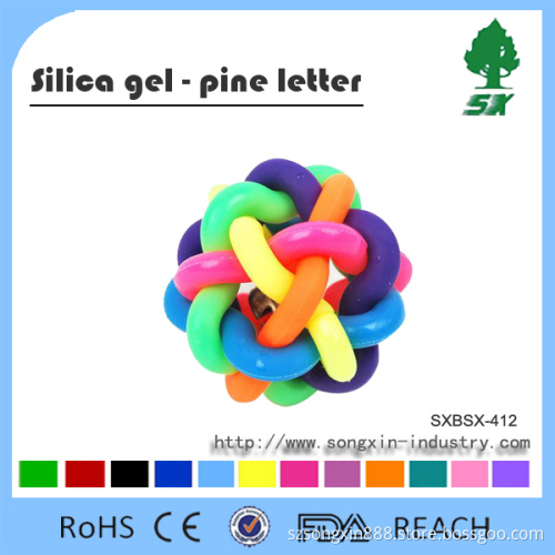 Pet Design Dog Cat Colorful Silicone Rubber Pet Chewing Ball/Toys with Jingle Bell